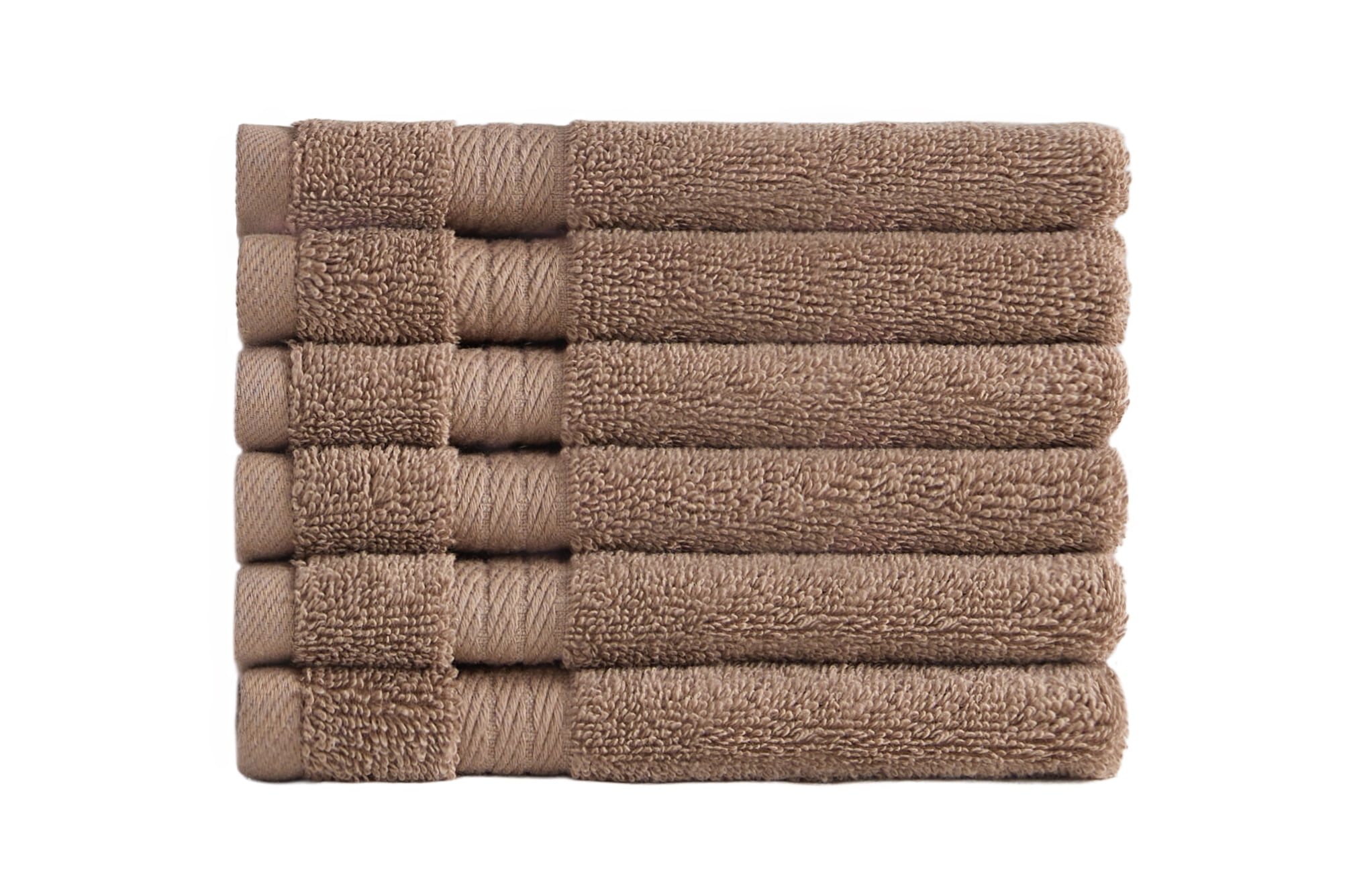 Ozdilek 6-Piece Washcloth Set 13x13 Bath Towels 100% Turkish Cotton, 600 GSM, Soft, Gentle on Sensitive Skin, Multi-Purpose Use, Washable, Reusable, Ideal for Baby Care & Spa 6 Towels (Light Brown)