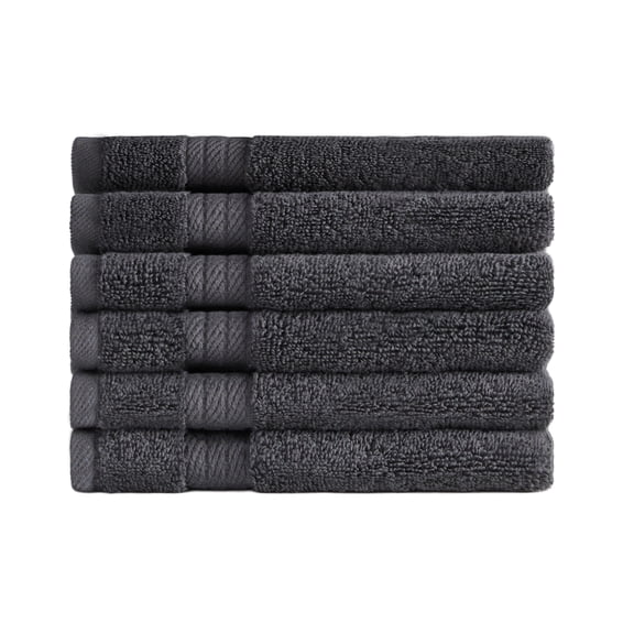 Ozdilek 6-Piece Washcloth Set 13x13 Bath Towels 100% Turkish Cotton, 600 GSM, Soft, Gentle on Sensitive Skin, Purpose Use, Washable, Reusable, Ideal for Baby Care & Spa 6 Towels(Anthracite Gray)