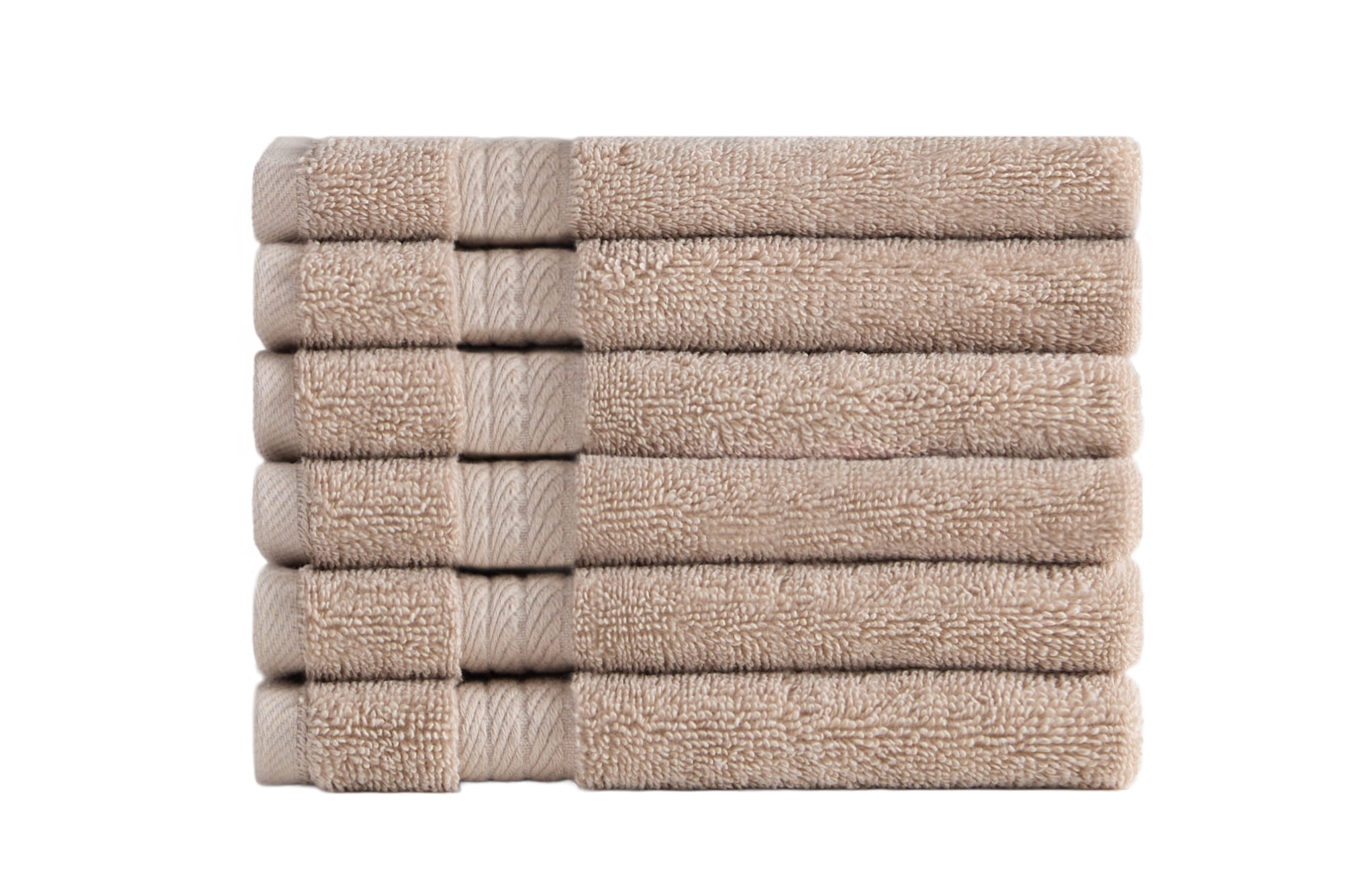 Ozdilek 6-Piece Washcloth Set 13x13 Bath Towels 100% Turkish Cotton, 600 GSM, Soft, Gentle on Sensitive Skin,Purpose Use, Washable, Reusable, Ideal for Baby Care & Spa 6 Towels (Seahorse Beige)