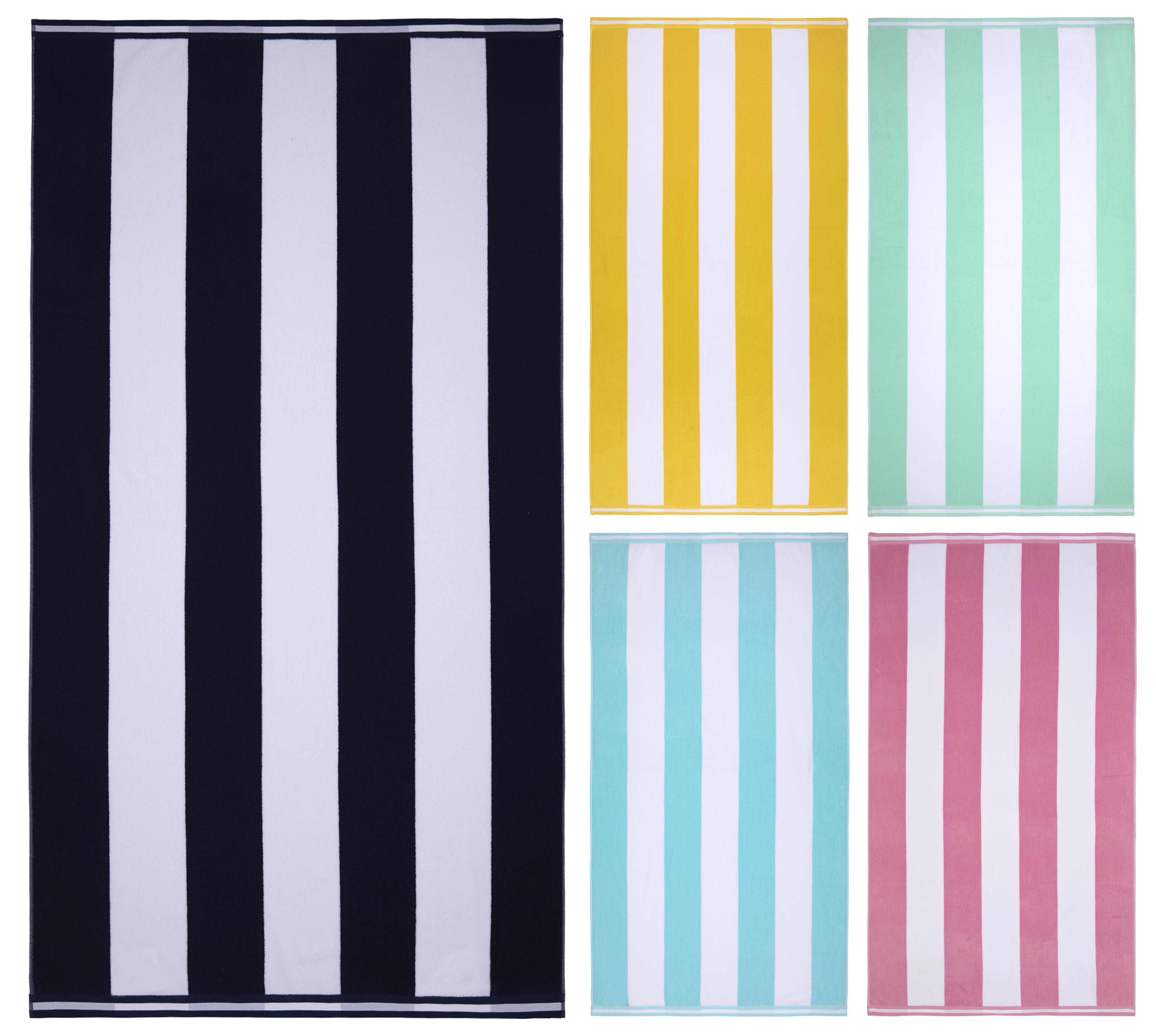 Ozdilek Cabana Beach Towel  40*72 - 500 GSM Turkish Cotton, 100% Cotton, Luxury, Quick Dry, Extra Large, Soft Absorbent, Fade-Resistant, Poolside, Oversized, Summer Towel (Navy Classic)