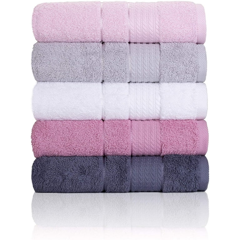 Dorlion Towels 6 Piece White Towel Set, 100% Turkish Cotton Soft Hotel Towels, Quick Dry Turkish Towel Set for Bathroom, Lilac