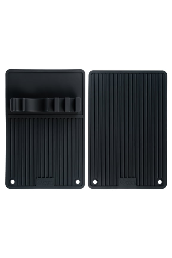 BBQ and Grill Utensil Holder Mat Set, Black