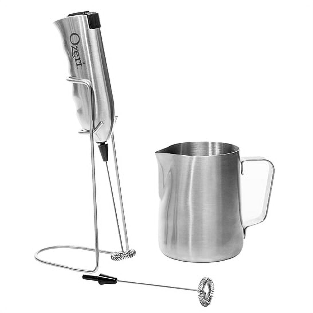 Ozeri Deluxe Milk Frother and Whisk in Stainless Steel, with Stand