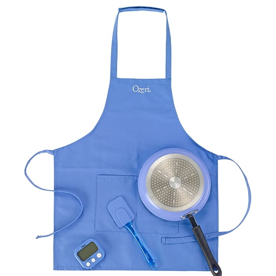 Blue Junior Chef Non-Stick Cooking Set with Apron and Timer