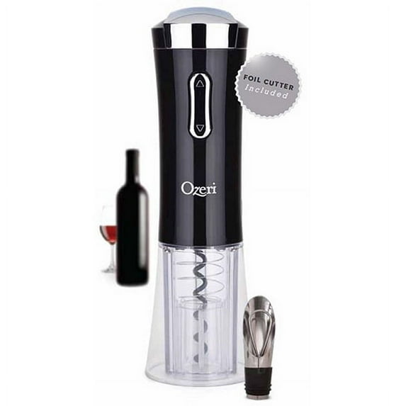 Ozeri Nouveaux II Electric Wine Opener with Foil Cutter, Wine Pourer and Stopper