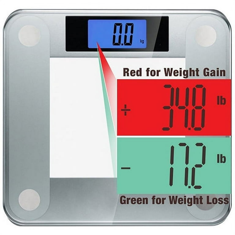 Body Weight Bathroom Scale with Step-On Technology, 396 lb, Body Tape Measure Included, Silver