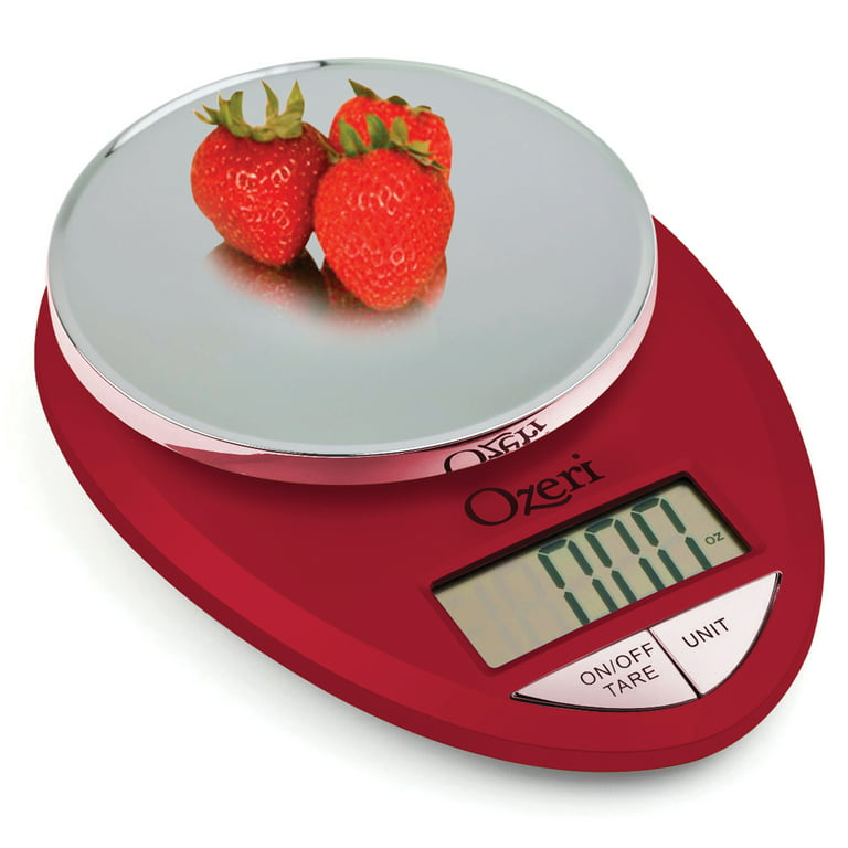 Ozeri Pro Digital Kitchen Food Scale, 0.05 oz to 12 lbs (1 gram to 5.4 kg), Red