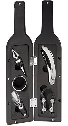Black 5-Piece Wine Bottle Corkscrew and Accessory Set
