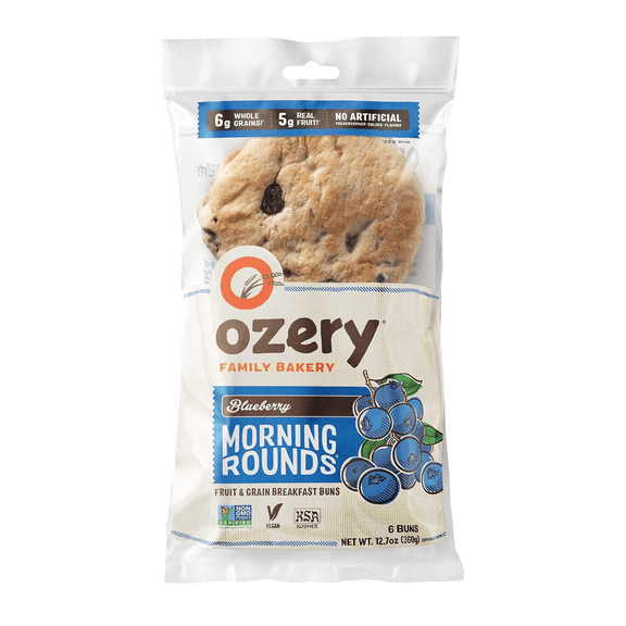 Ozery Bakery Blueberry Morning Rounds, Breakfast Buns, 6 Buns per Bag, 6-Pack, 12.7 oz
