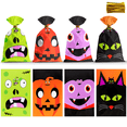 thumbnail image 1 of Oziral Halloween Treat Bags with Twist Ties 200 Pcs – Bulk Halloween Candy Bags for Trick or Treat, Party Favors, Goodie Bags – Features Spider, Ghost, Pumpkin & Black Cat Designs( 9.84 x 6.5 inches), 1 of 8