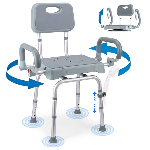 Oziral 360° Swivel Shower Chair for Elderly and Disabled, Bath Chair ...