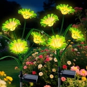 Oziral Solar Flowers Garden Lights Outdoor, 2 Pack Waterproof LED Solar Stakes, Patio Lawn Grave Backyard Pathway Yard Decor, 8 Modes, Green
