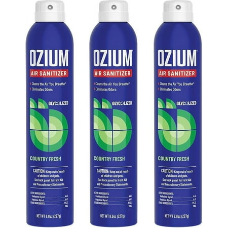 Ozium 8 Oz. Air Sanitizer & Odor Eliminator for Homes, Cars, Offices and More, Country Fresh, 3 Packs