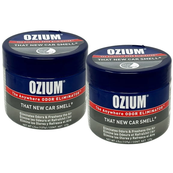 Ozium Air Sanitizer 4.5 oz Gel: Odor Eliminator for Strong Odor, Car Air Freshener, New Car, 2 Packs
