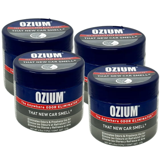 Ozium Air Sanitizer 4.5 oz Gel: Odor Eliminator for Strong Odor, Car Air Freshener, New Car, 4 Packs