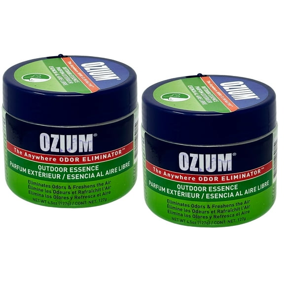 Ozium Air Sanitizer 4.5 oz Gel: Odor Eliminator for Strong Odor, Car Air Freshener, Outdoor Essence, 2 Packs