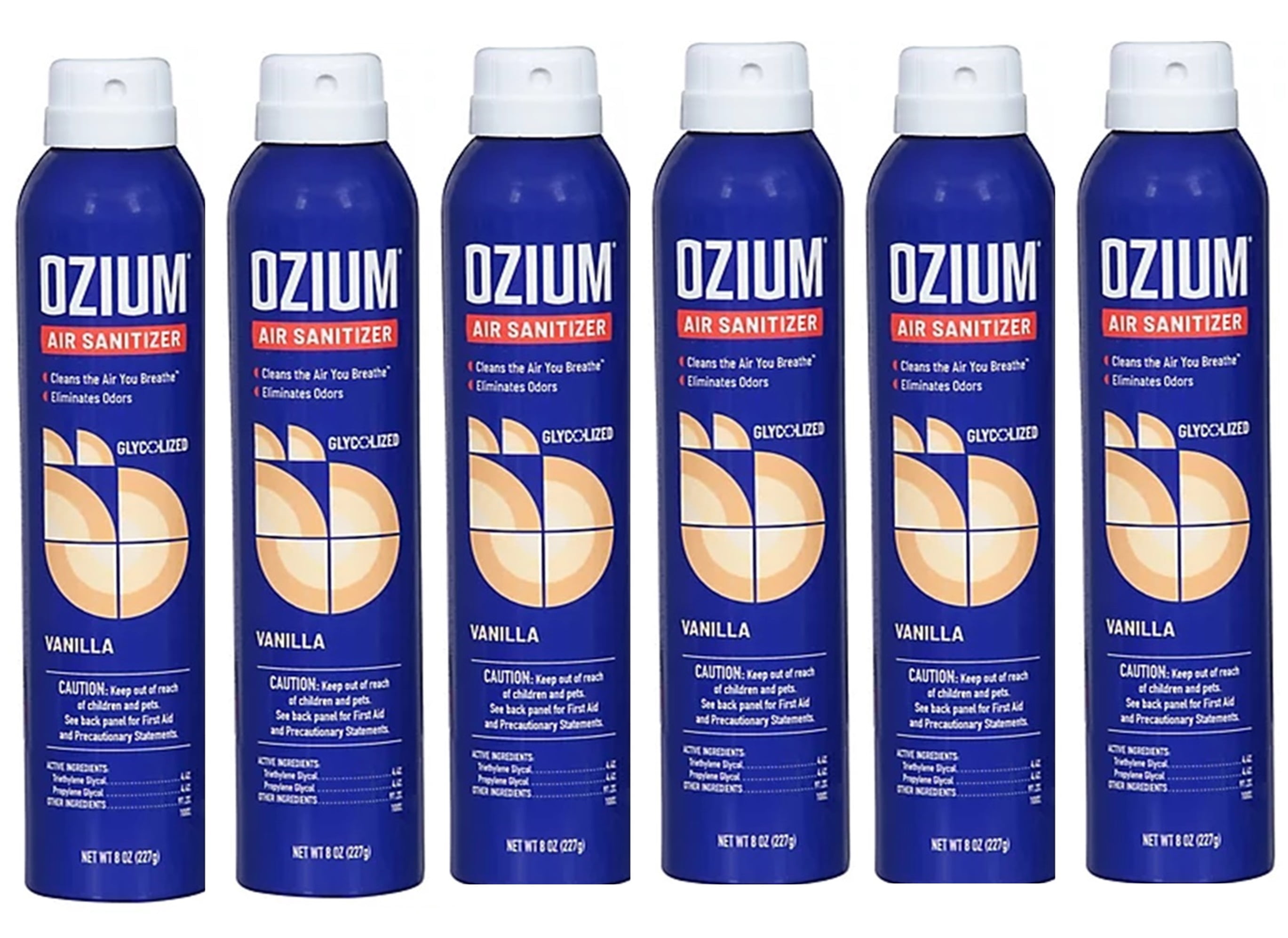 Ozium Air Sanitizer, Cleans the Air You Breath and Eliminates Odors, Vanilla Scent, 8 Ounce Spray, 6 Pack