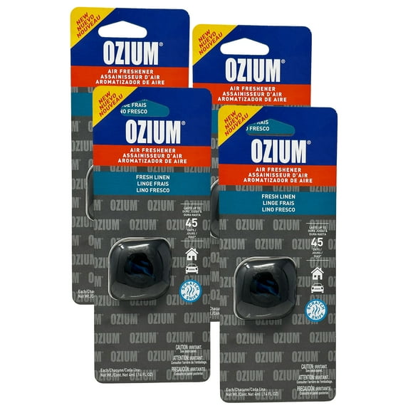 Ozium Membrane Car Vent Clip AC Air Fresheners Car Air Freshener and Car Odor Eliminator, Fresh Linen, 4 Packs