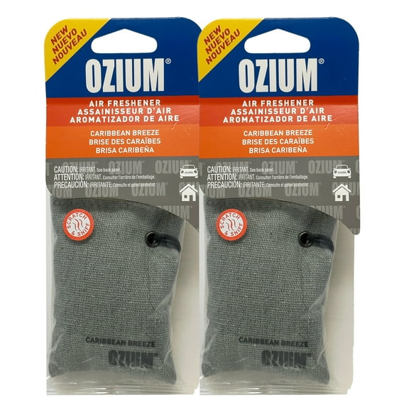 Ozium Scented Sachet Car Air Fresheners and Odor Eliminator for Car, Home Closets, Shoes, and Suitcases, Caribbean Breeze, 2-Packs