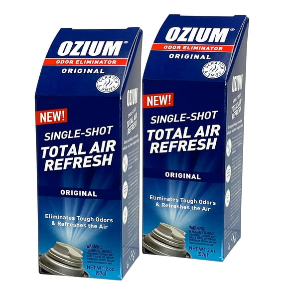 Ozium Single-Shot Total Air Refresh 2oz Car Fogger Odor Eliminator, Original (2-PACK)