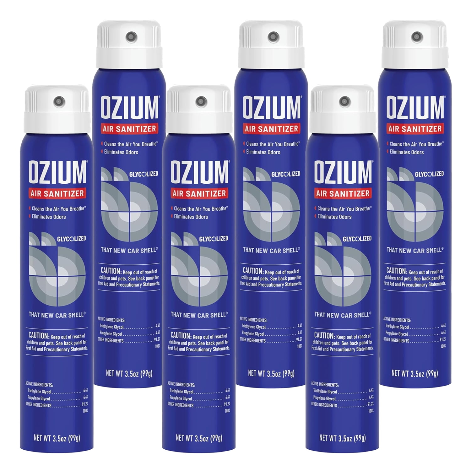 Ozium Smoke & Odor Eliminator Air Sanitizer/Freshener 3.5oz NEW CAR  (6-Pack) - Walmart.com