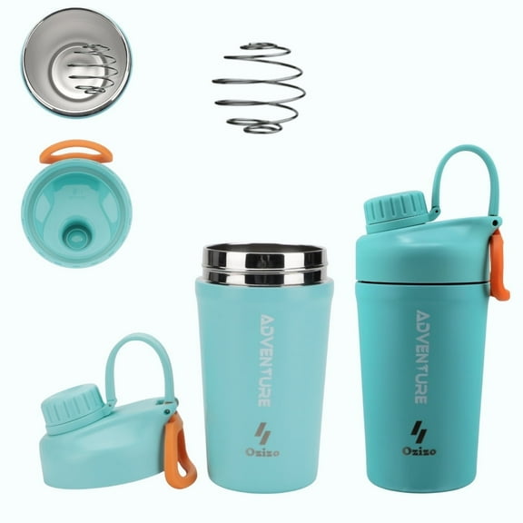 Ozizo 20 oz Thermos Protein Shaker with Wire Whisk Ball Spring Mixer