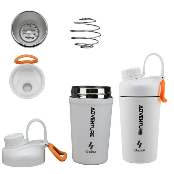 Ozizo 20 oz Thermos Protein Shaker with Wire Whisk Ball Spring Mixer