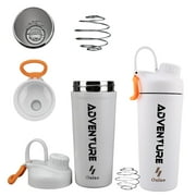 Ozizo 28 oz Insulated Thermos Protein Shaker with Wire Whisk Spring Ball