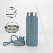 Ozizo Blender Bottle with Mixer and Straw , 22 ounces Insulated Stainless Steel Shaker Bottle for Protein Shakes, Metal Shaker Cup with Mixer and Filter