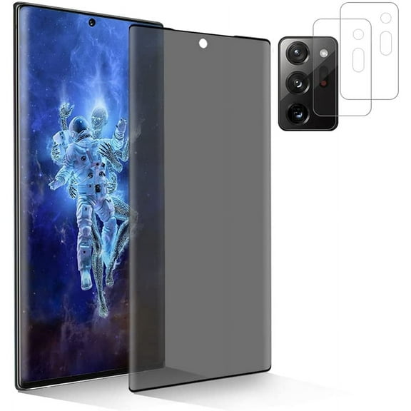 Ozmatip [1+2Pack ] Screen Protector Compatible with Samsung Galaxy Note 20 Ultra, Tempered Glass with 2 Pack Camera Lens Protector, [Privacy Protection],3D Curved Glass Film