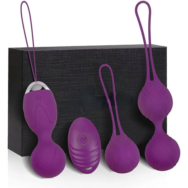Ozmatip Purple Kegel Balls with Remote, Pelvic Floor & Bladder Control Set for Women
