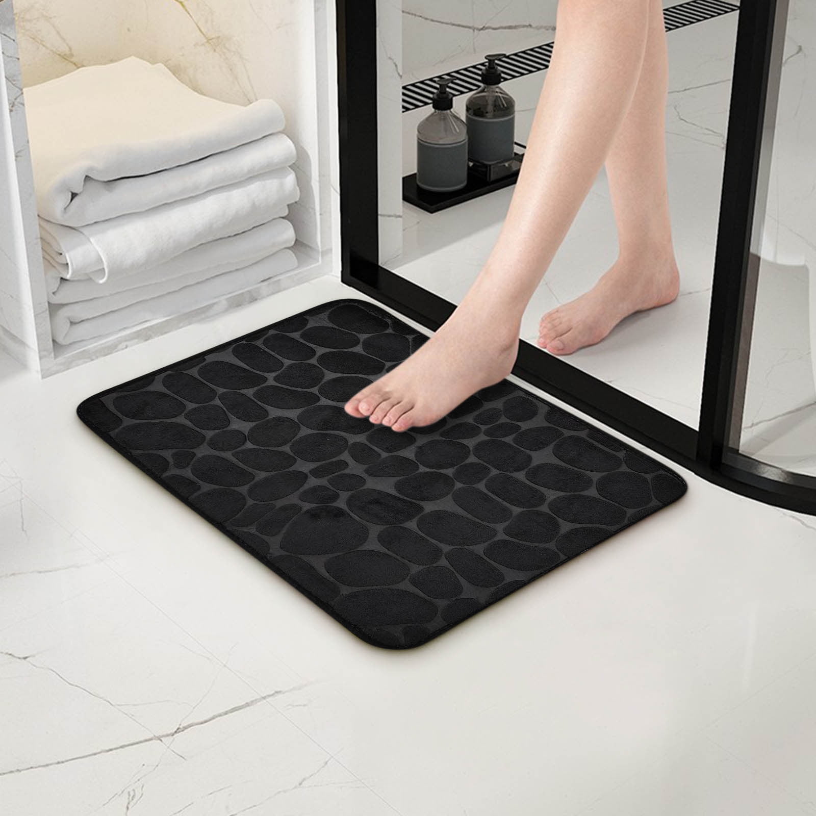 Ozmmyan Absorbent Memory Foam Bath Rug, Embossed Pattern, NonSlip