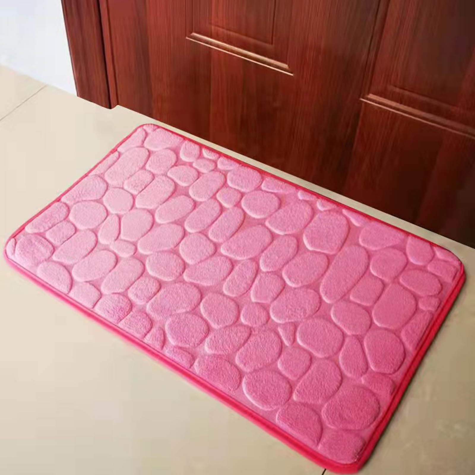 Ozmmyan 1pc Memory Foam Bath Rug Embossed Bathroom Mat Water Absorbent