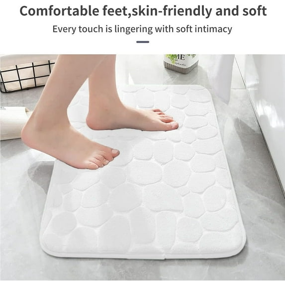 Ozmmyan 1pc Memory Foam Bath Rug, Embossed Bathroom Mat Water Absorbent and Washable Bath Rugs, Non-Slip, Thick, Soft and Comfortable Mats on Clearance