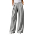 thumbnail image 1 of Ozmmyan 2026 Wide Leg Pants for Womens High Waist Pleated Button Zip Front Business Palazzo Pants with Pockets ﻿, 1 of 6