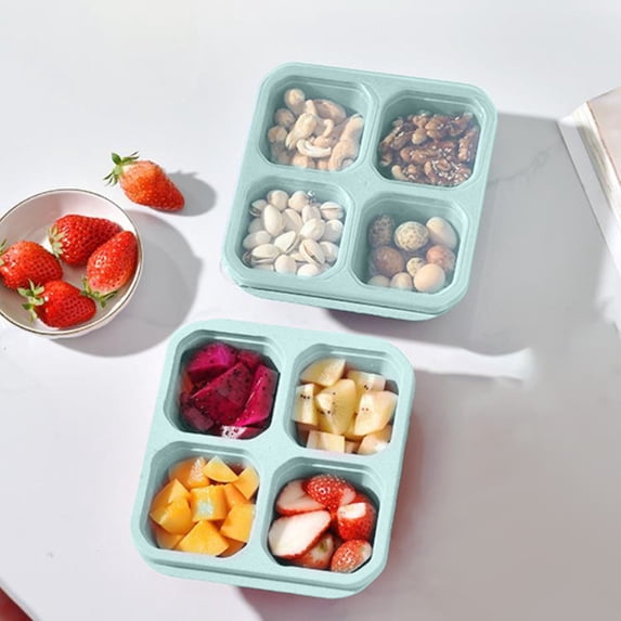 Ozmmyan 4-Compartment Bento Lunch Box - Reusable Meal Prep Containers with Dividers, Leak-Proof Lunch Box Food Storage Snack Containers for Work, Travel,2PCS