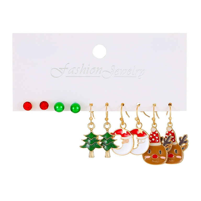 Ozmmyan 5 Year Old Girl Birthday Gift Ideas Christmas Earrings Set Dripping Santa Claus Christmas Tree Earrings Gifts for Women Fall Decorations for