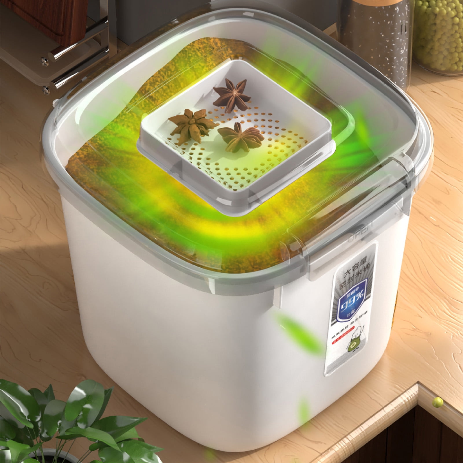 Ozmmyan Airtight Rice Dispenser ，Cover Rice Bucket For Cereal Grain