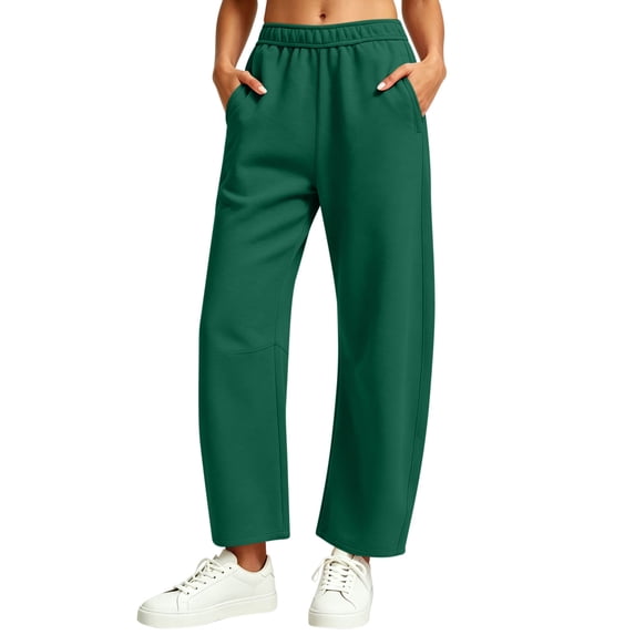 Ozmmyan Plus Size Womens Barrel Leg Sweatpants for Womens High Elastic Waist Drawstring Loose Fit Casual Lounge Pants with Pockets