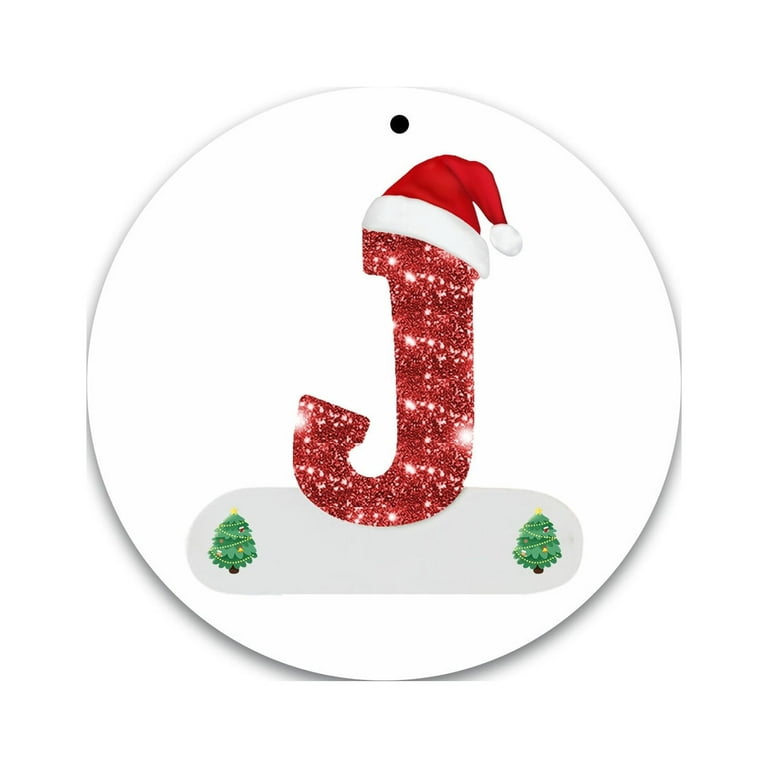 Christmas Initial with Red Hat Christmas Tree Ornaments Personalized DIY  Christmas 26 Letters Ornaments Christmas Decoration Xmas Tree Hanging Decor