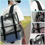 Ozmmyan Clear Backpack With Reinforced Straps & Front Accessory Pocket - Perfect For School, Security, & Sporting Events Clearance