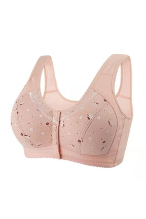 Comfortable Lace Senior Bras for Women Daisy Bras for Older Women, Summer Breathable Front Closure Bra, Full Support Wide Back No Underwire Everyday Wireless Bra