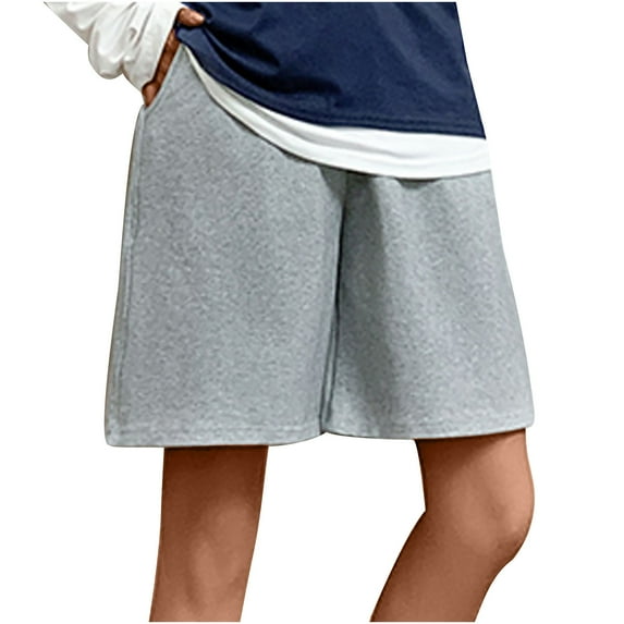 Ozmmyan Fashion Women's Workout Shorts Drawstring Casual Elastic Waist Loose Solid Shorts Pants