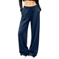 thumbnail image 1 of Ozmmyan Womens Fleece Wide Leg Sweatpants for Womens Drawstring Elastic Waist Baggy Lounge Pants with Pockets, 1 of 5
