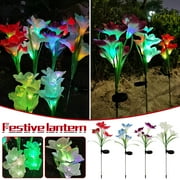 Ozmmyan Holiday Decor Solar Outdoor Lights Garden Decoration, Upgraded Solar LED Flower Lights With Larger Flower Lights, 7pcs Outdoor Color Changing Solar Lights Home Decor Clearanc