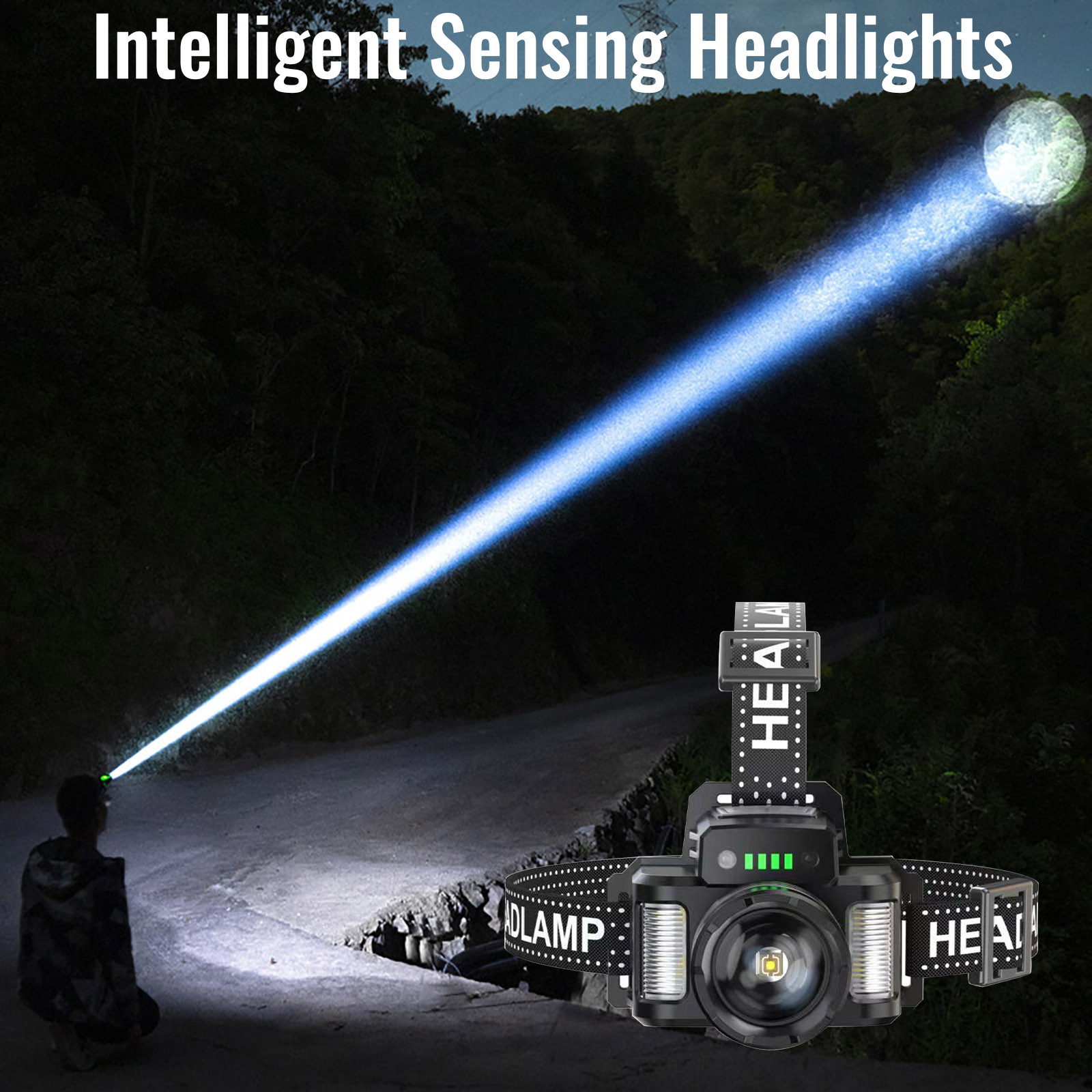 Ozmmyan Induction White Rechargeable Red Blue White LED Optical Zoom