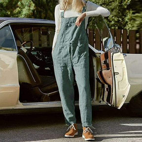 Ozmmyan Jumpsuits for Women Fashion Bib Pants Overalls Baggy Rompers Jumpsuits with Pockets Casual Loose Bib Overall on Clearance, Gifts for Women