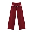 thumbnail image 1 of Ozmmyan Womens Wide Leg Sweatpants for Womens High Elastic Waist Ruffle Lace Trim Casual Lounge Pants with Pockets, 1 of 7