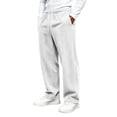 thumbnail image 1 of Ozmmyan Mens Casual Corduroy Sweatpants Elastic Waist Drawstring Straight Leg Trousers with Pockets Winter Warm Pants, 1 of 6