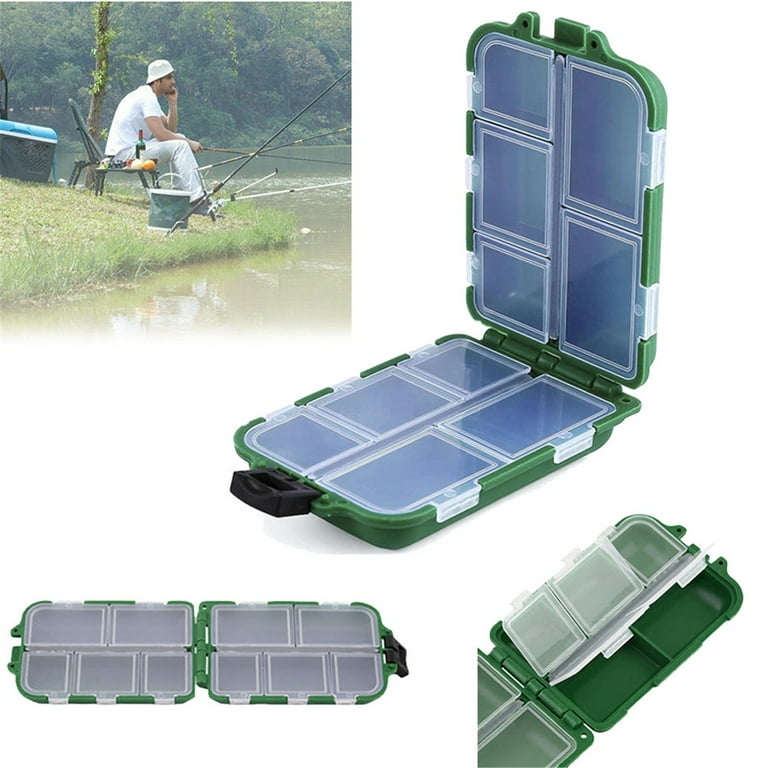 Ozmmyan Multipurpose Plastic Storage Box Fishing Hook Box with 10 Intervals Kitchen Organizers, Green